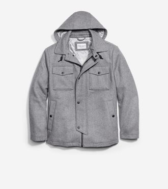 Cole Haan Mens Wool Twill Field Jacket - Grey Size Medium