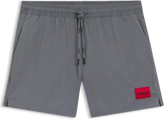 HUGO BOSS Mens Hugo Dominica Swim Shorts with Logo Label in Grey