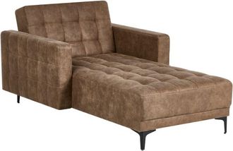 Beliani Chaise Longue Moderna Div&aacute;n Reclinable Tapizado En Piel Sint&eacute;tica Capiton&eacute; Marr&oacute;n Aberdeen