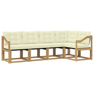 vidaXL Conjunto De Sof&aacute;s De Exterior Con Coj&iacute;n 5 Pcs Blanco Y Crema Vidaxl
