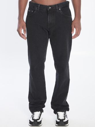 Dolce & Gabbana Denim Pants With Plaque