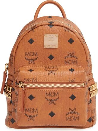 MCM X-Mini Stark Side Stud Convertible Backpack in Cognac at Nordstrom