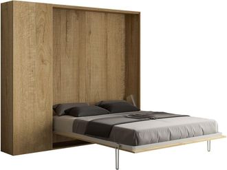 Itamoby Cama abatible 160 vertical con mueble effecto madeira roble natural