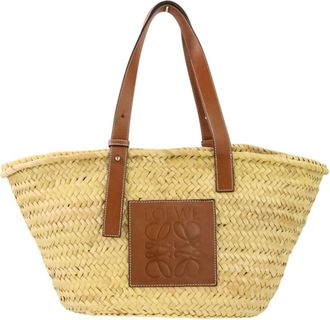 Loewe Raffia Leather Basket Tote Bag (Pre-Owned)