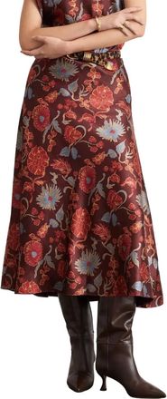 Tanya Taylor Womens Beth Midi Skirt In Deep Redwood Multi