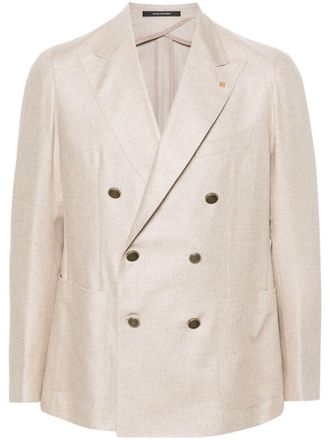 Tagliatore double-breasted silk blazer - Neutrals