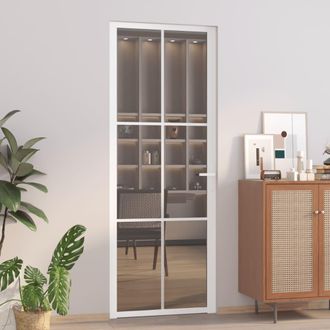 vidaXL Furniture Limited - Puerta Interior Vidrio Egs Y Aluminio Blanco