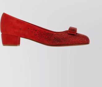 Ferragamo vara suede pumps block heel