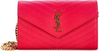 Saint Laurent Classic Monogram Wallet on Chain Matelasse Chevron Leather Medium crossbody bag - Roze