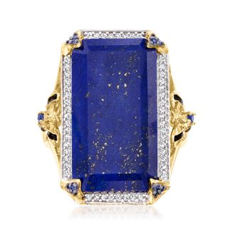 Ross-Simons Lapis, White Topaz and. Sapphire Bumblebee Ring With Black Enamel in 18kt Gold Over Sterling