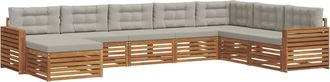 vidaXL Conjunto De Sof&aacute;s De Exterior 8 Uds. Gris Natural Y Claro Vidaxl