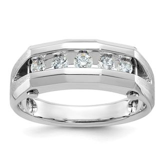 Diamond2Deal 14k White Gold Lab Grown Diamond 5-Stone Band Ring 3/4Ct Clarity- VS Color- G-H