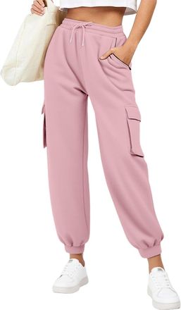 Generic Sweatpants Womens Elastic High Waisted Joggers Plain Drawstring Tracksuit Bottoms Baggy Ankle Cuffed Jogging Pants Cargo Trousers Combat Pants With Mu