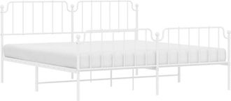 vidaXL Estructura Cama Sin Colch&oacute;n Con Estribo Metal Blanco 193x203 Cm Vidaxl
