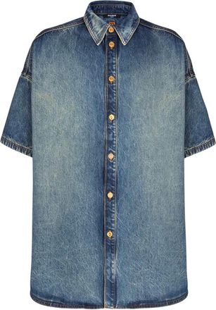 Balmain Hemd mit kurzen &Auml;rmeln und Kn&ouml;pfen