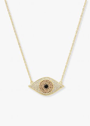 Melinda Maria Evil Eye Necklace In Gold/black