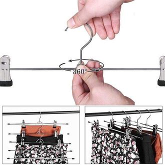 No Brand Perchas Met&aacute;licas Para Pantalones - Con Pinzas Ajustables - Pvc Antideslizante - Ahorran Espacio - Para Pantalones Y Faldas - Acabado Cromado - 20 Uni
