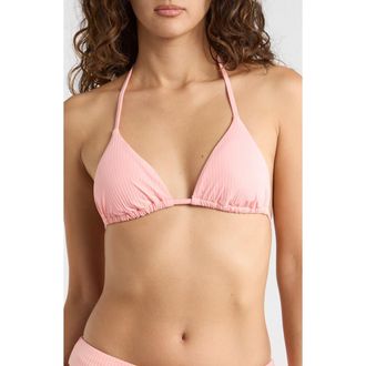 Vitamin A Gia Tropical Floral Print Triangle Bikini Top in Pink Coral at Nordstrom Rack, Size X-Large