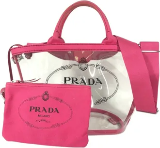 Prada Clear Pink Vinyl Leather Handbag Pouch Shoulder Bag Tote Bag (Pre-Owned)