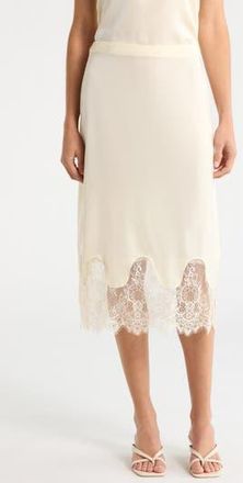 NSR Satin Lace Midi Skirt in Yellow at Nordstrom Rack, Size X-Small