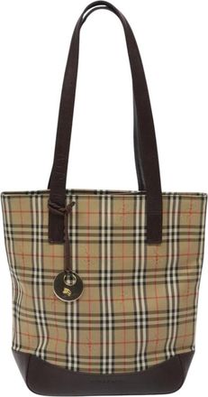 Burberry Nova Check Beige Canvas Tote Bag (Pre-Owned)
