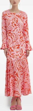 Never Fully Dressed Flared jurk met ruches - Rood