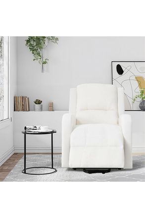 Living and Home Single Sofa Recliner Armchair Reclining Chair with Massage & Heat in White