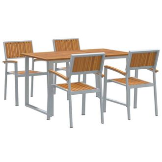 Berkfield Home Garden Dining Set Set of 5 Grey Steel Durable Dining Set