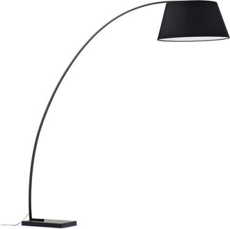 K Home Design-Bogenlampe Jule 198 cm mit Marmorsockel - Schwarz