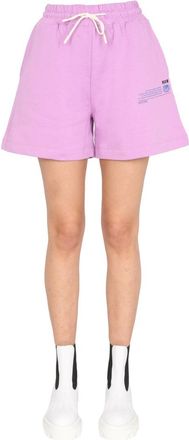 Msgm Relaxed Fit Cotton Shorts with Adjustable Waistband