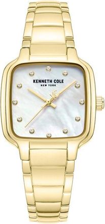 Kenneth Cole Classic Mother-of-Pearl & Diamond Bracelet Watch, 28mm x 31.6mm in Gold at Nordstrom