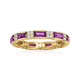 Ross-Simons Amethyst and. White Zircon Eternity Band in 18kt Gold Over Sterling