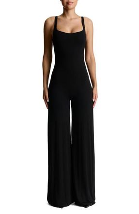 Naked Wardrobe Sculpt Wide Leg Tank Jumpsuit in Black at Nordstrom, Size Medium
