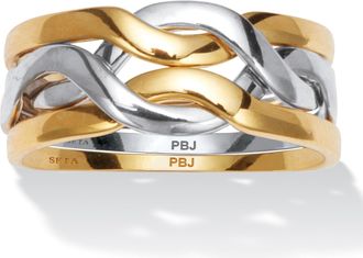 Palm Beach Jewelry 14k Gold-plated and Platinum-plated Puzzle Ring