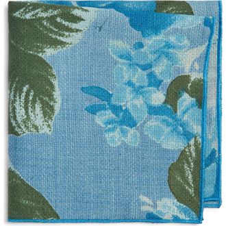 Clifton Wilson Floral Linen Pocket Square in Blue at Nordstrom