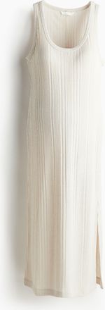 H&M MAMA Geripptes Strickkleid - Beige