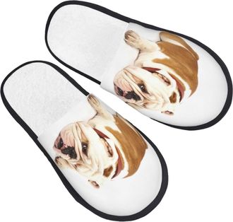 Generic Home Slipper English Bulldog Pattern Warm Slipper Breathable Fluffy Slippers Non-Slip Scuff Slippers For Bedroom Hotel Winter M