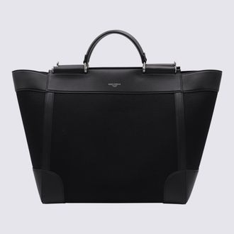 Dolce & Gabbana Black Panama And Leather Top Handle Bag
