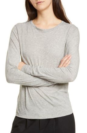 Vince Essential Long Sleeve Crewneck Tee in Heather Grey at Nordstrom, Size X-Small
