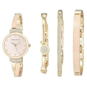Anne Klein Quartz Blush Pink Dial Ladies Watch and Bracelet Set AK-2716BHST