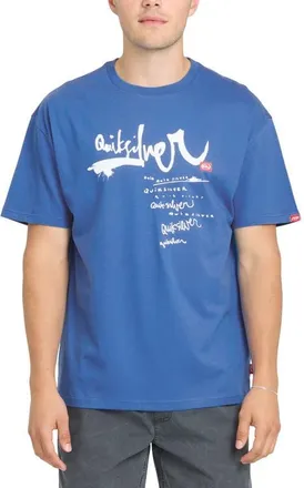 Quiksilver Young Guns Impaired Oversize Graphic Cotton T-Shirt in Nebulas Blue at Nordstrom, Size Xx-Large