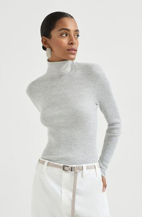 Brunello Cucinelli Cashmere and silk Sparkling sweater in Light Grey at Nordstrom, Size 3X-Large Eu