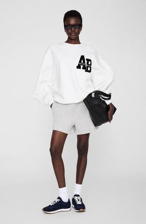 Anine Bing Kam Framed Monogram Short in Ivory And Black at Nordstrom, Size X-Small