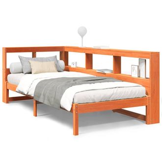 Berkfield Home Bookcase Bed without Mattress Wax Brown 90x200 cm Solid Wood Pine