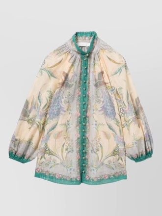 Zimmermann indra floral cotton silk blouse shirt