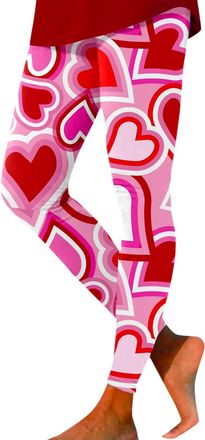 Generic Valentines Day Leggings for Women UK Cute Love Heart Lightweight Stretch Butt Lifting Tummy Control High Waisted Slim Fit Workout Soft Underwear Skiin