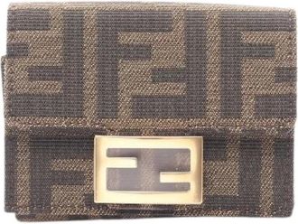Fendi Pre-owned Wallets, female, Brown, Size: ONE SIZE Pre-owned Baguette Canvas Trifold Wallet