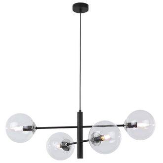OEM L&aacute;mpara Colgante Vicenza Cromo Negro 4 L&aacute;mpara Plana Transparente E14