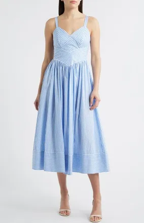 ZOE AND CLAIRE Stripe Midi Sundress in Sky Blue Stripe at Nordstrom, Size X-Large