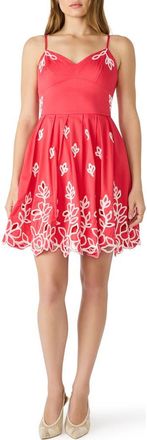 Steve Madden Emelia Embroidered Flared Minidress in Paradise Pink at Nordstrom, Size 12